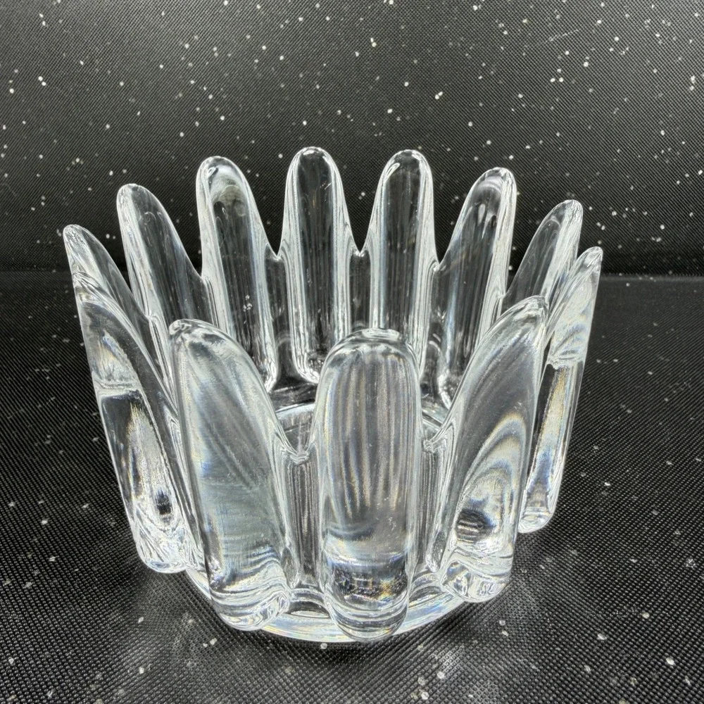 Orrefors Corona Crystal Bowl Lars Hellsten Swedish Glass 3in Clear Crown Dish